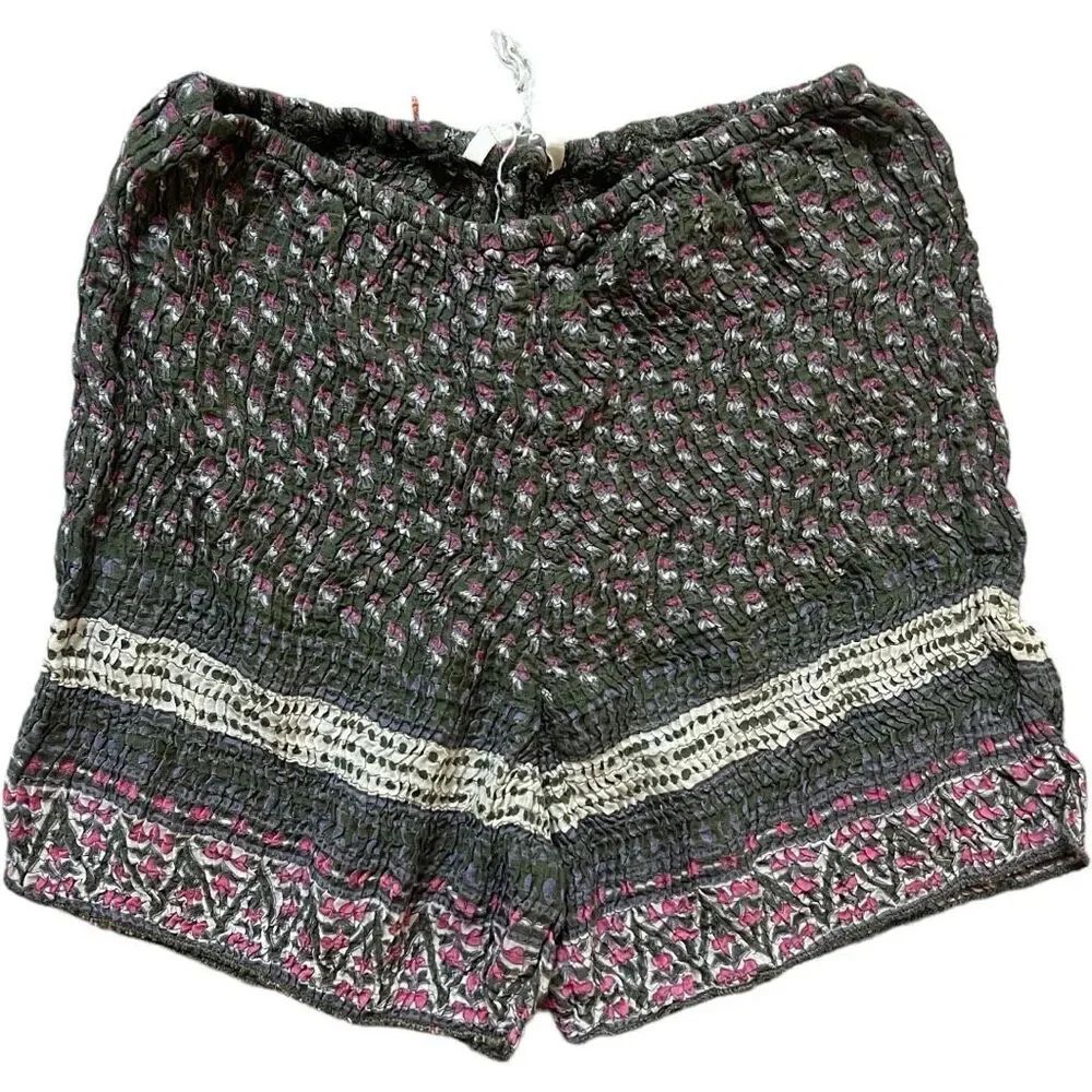 Womens Free People One Floral Print Cottage Core Boho Pull-On Paperbag Shorts XS